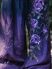 Women's Fashion High Waist Breathable Floral Wide Leg Long Pants