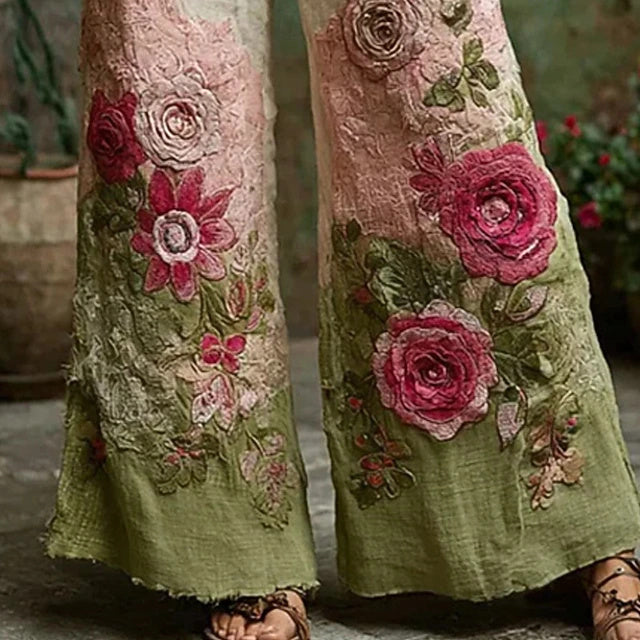 Women's Vintage Boho High Waist Printed Breathable Wide Leg Pants