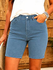 Women Casual Denim Bermuda Shorts
