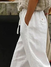 Women's Soft Linen Look Wide Leg Casual Pants for Summer