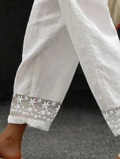 Women's Soft Linen Look Wide Leg Casual Pants for Summer