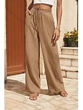 Women's Elegant High Waist Solid Color Patchwork Soft Khaki Pants