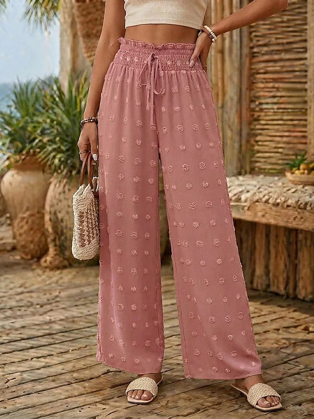 Retro High Waist Wide Leg Pants Women Loose Spring Summer Vacation