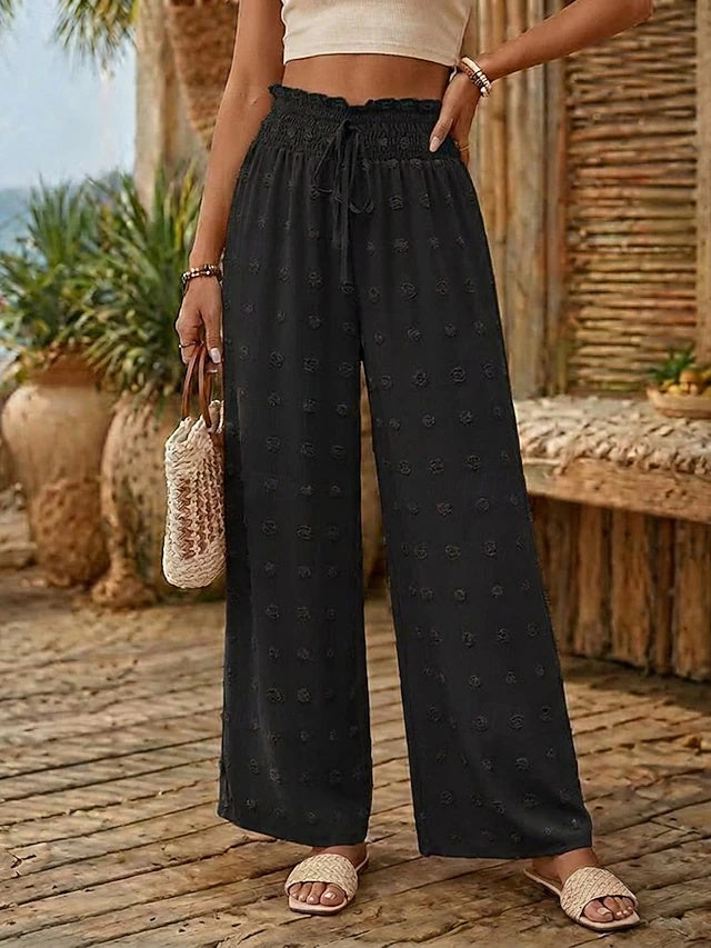Retro High Waist Wide Leg Pants Women Loose Spring Summer Vacation