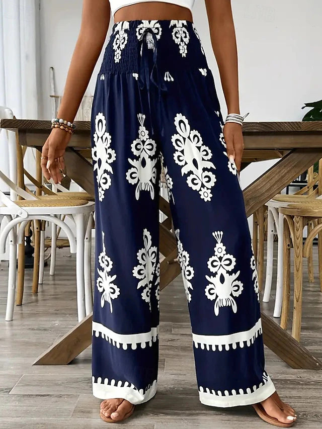 Floral Print Casual Pants Regular Fit Summer