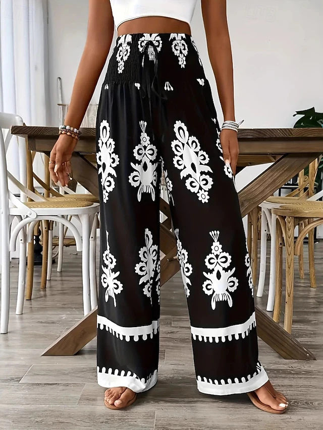 Floral Print Casual Pants Regular Fit Summer