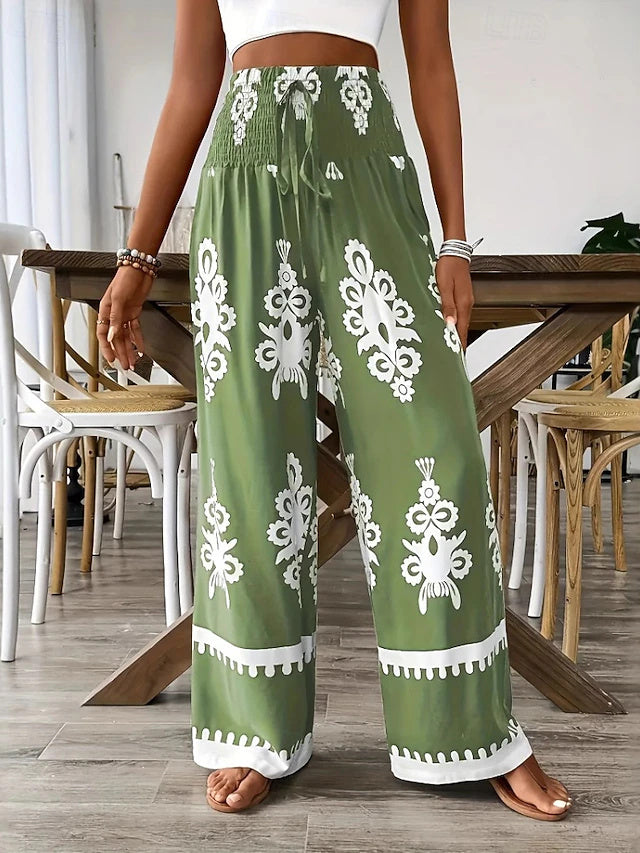 Floral Print Casual Pants Regular Fit Summer