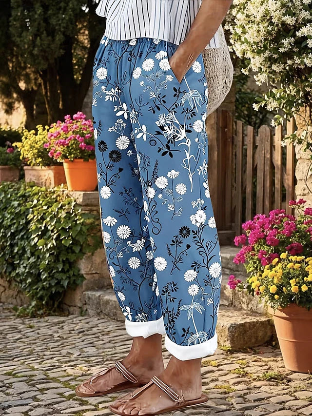 Soft imitation linen cotton material, highly breathable, stylish printed pockets for casual summer wear.