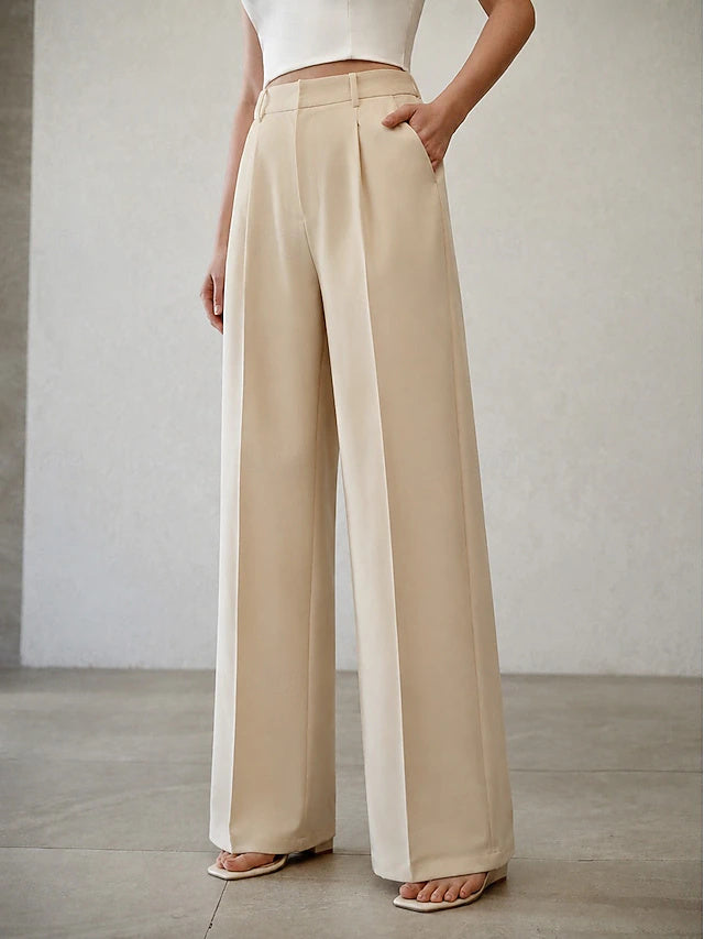 Elegant silhouette with high waist design, suitable for workplace wear in cool seasons.