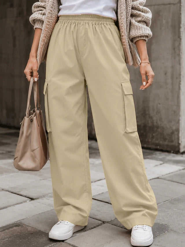 Classic solid style, functional pockets and comfy elastic waist, perfect for summer daily outfits.