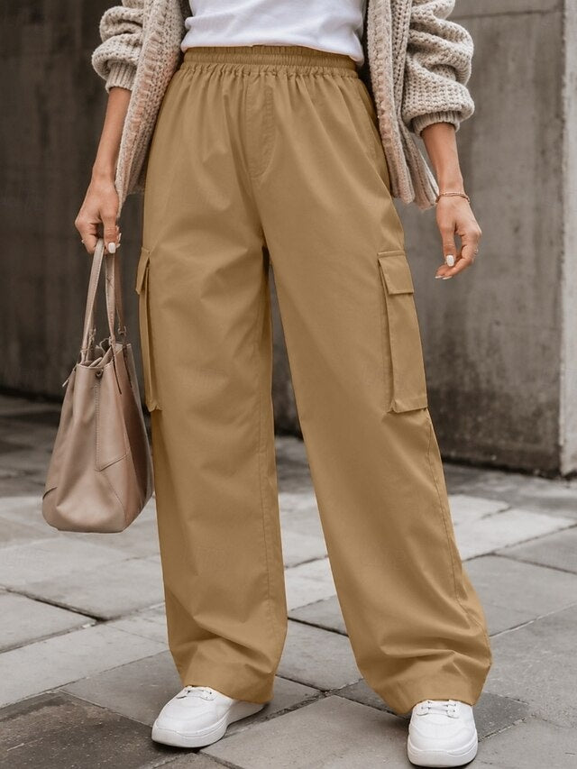 Classic solid style, functional pockets and comfy elastic waist, perfect for summer daily outfits.
