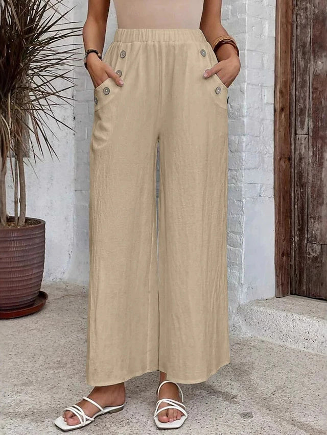 Soft twill material, classic solid design with practical pockets, stylish for daily outings and trips.