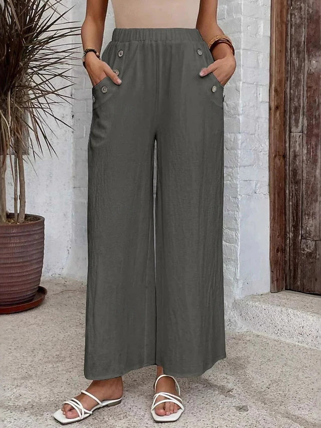 Soft twill material, classic solid design with practical pockets, stylish for daily outings and trips.