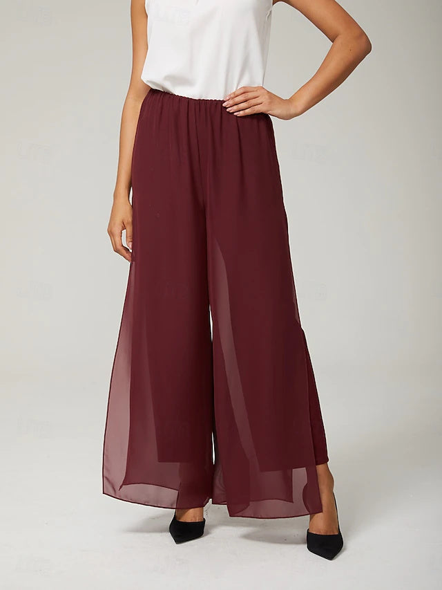 Elegant cut with comfy elastic waist, classic regular fit, suitable for daily wear across three seasons.