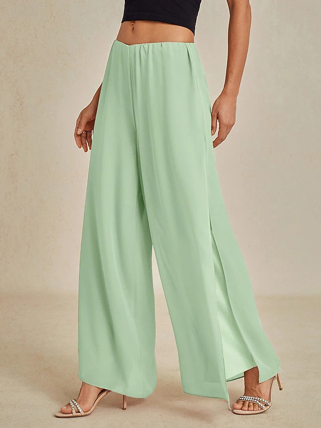 Elegant silhouette in sage green, non-stretch loose cut, ideal for formal events and vacation all year round.