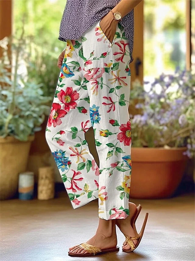 Light linen texture, soft and comfy, stylish printed pockets, great for outdoor and casual daily looks.