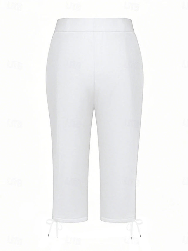 Slim silhouette with stretch fabric, practical drawstring and pockets, casual street style for spring and summer.