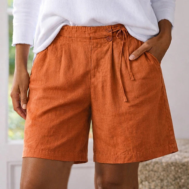 High Waist Bermuda Shorts Elastic Waist Beach Shorts