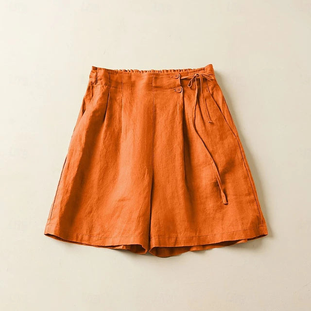 High Waist Bermuda Shorts Elastic Waist Beach Shorts