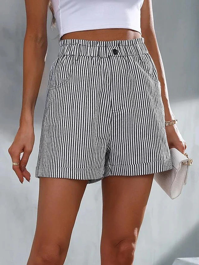Striped Bermuda Shorts Side Pockets Mild Stretch