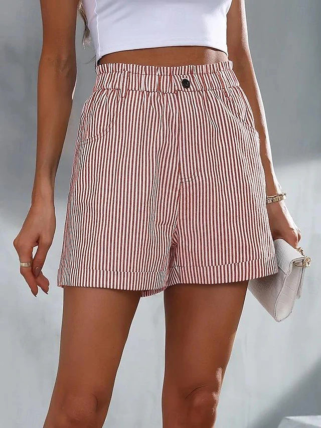 Striped Bermuda Shorts Side Pockets Mild Stretch