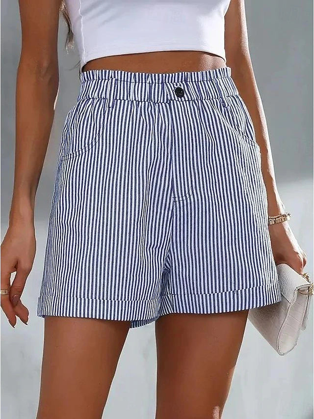 Striped Bermuda Shorts Side Pockets Mild Stretch