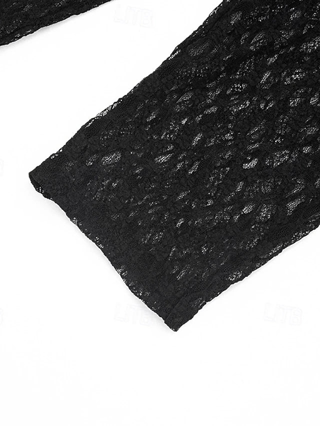 Women's Mid-Rise Lace Stretch Capri Pants, Slim Fit Fashion Trousers for Spring & Summer Vacation