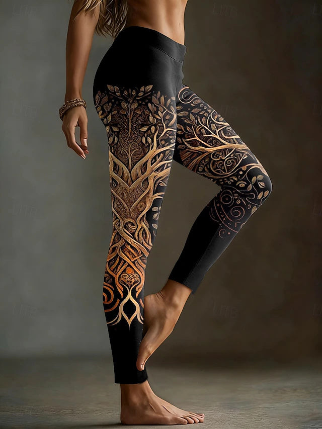 Retro Ethnic 3D Print High Waist Leggings Super Stretch