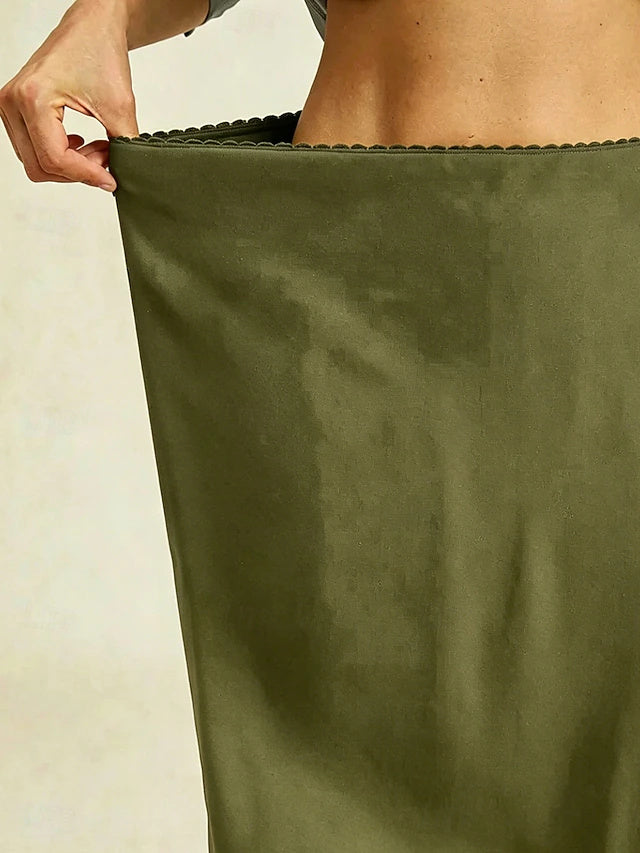 Women's Mid-Rise Straight Leg Pants, Full Length with Multi-Layer Elastic Waistband, Regular Fit for Spring, Summer & Autumn