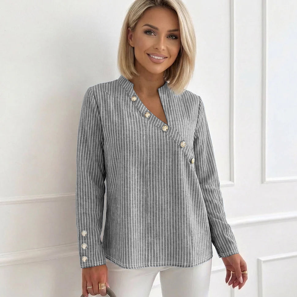 Chic Striped Long Sleeve Top