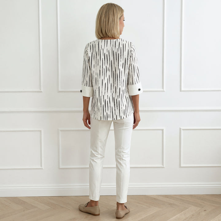 Modern Round Neck Abstract Print Top