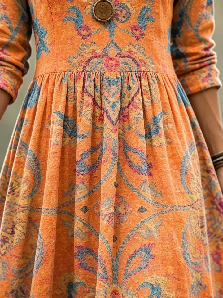 Women's Boho Paisley Print Cotton Maxi Dress