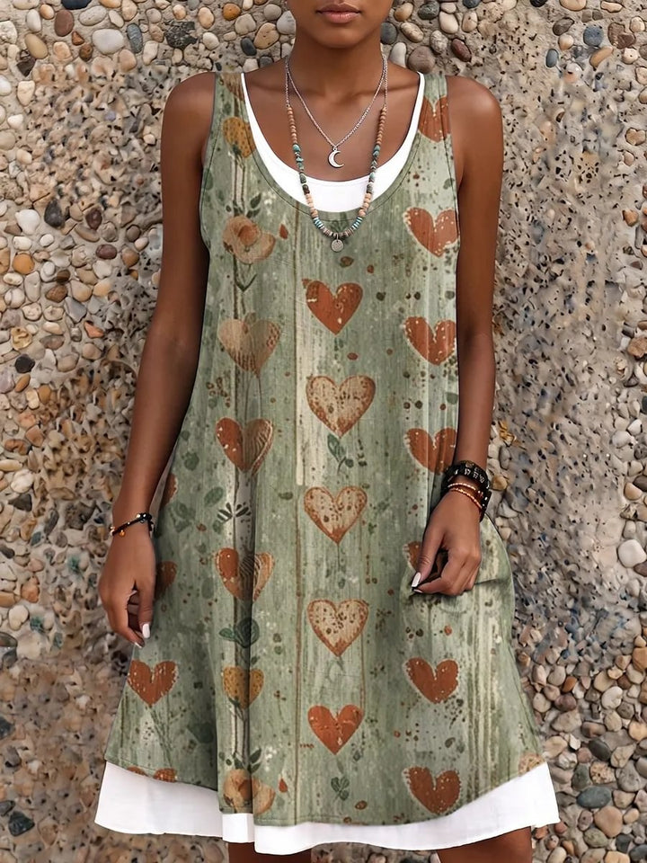 Ethnicity Bohemian Love Women's Art Print Sleeveless Midi Dress