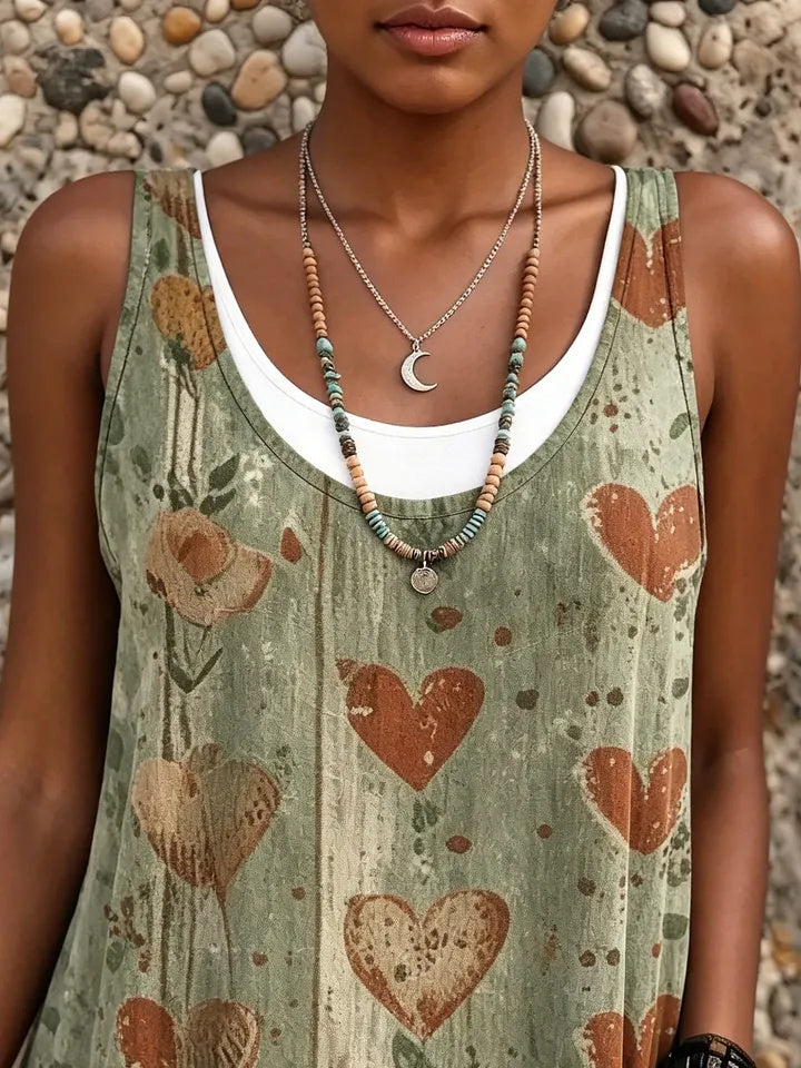 Ethnicity Bohemian Love Women's Art Print Sleeveless Midi Dress
