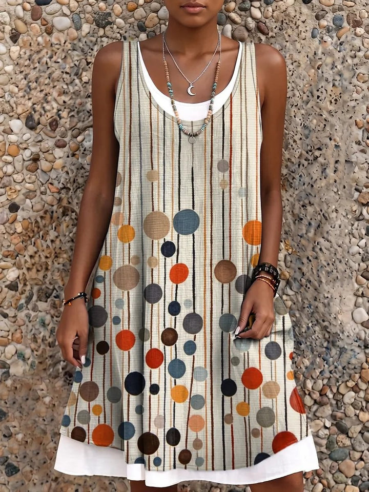 Ethnicity Lines Geometry Women's Art Print Sleeveless Midi Dress