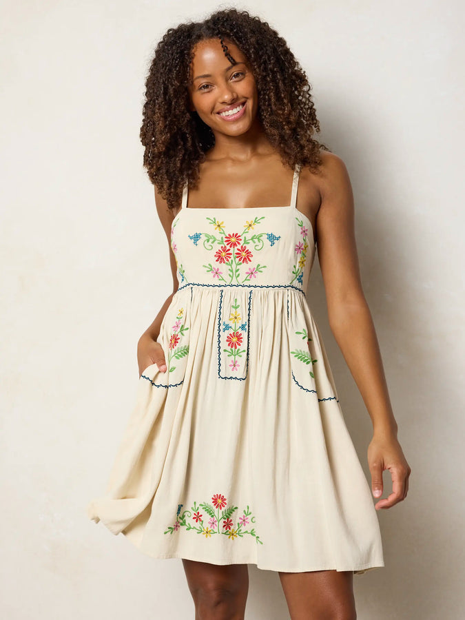 Boho Embroidered Mini Dress