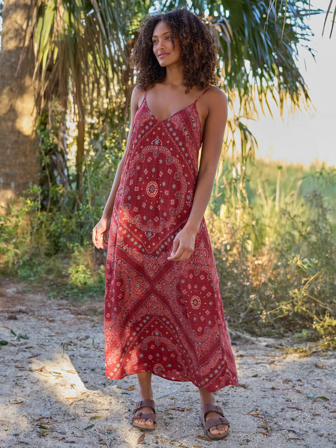 Romantic Maxi Slip Dress with Vintage Embroidery