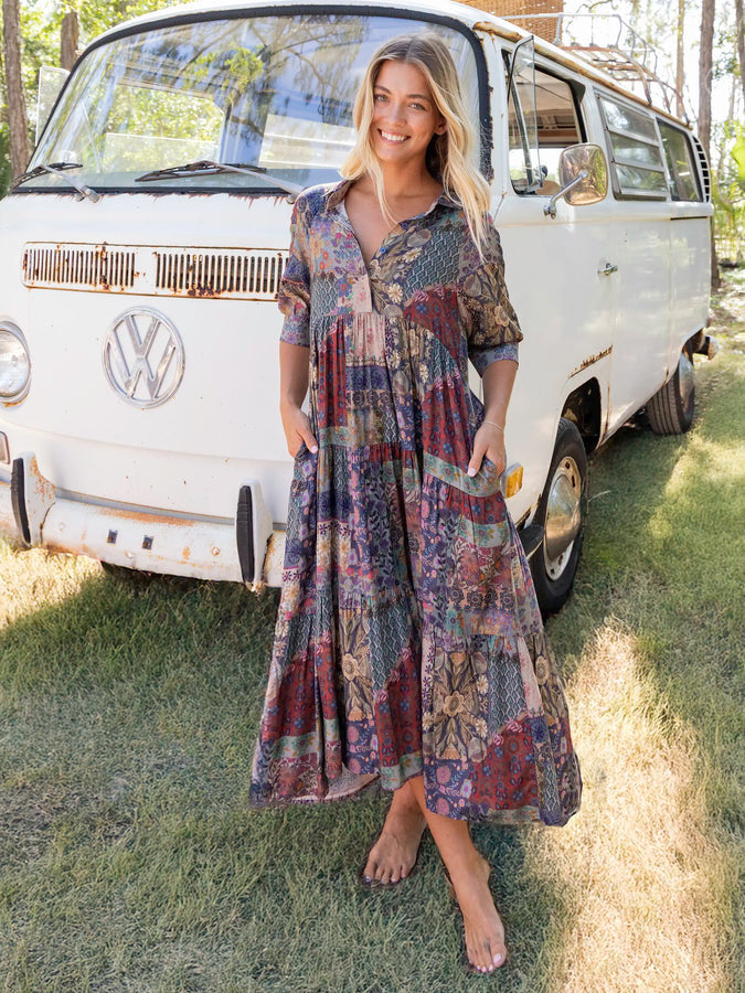 Boho Ornate Paisley Midi Dress
