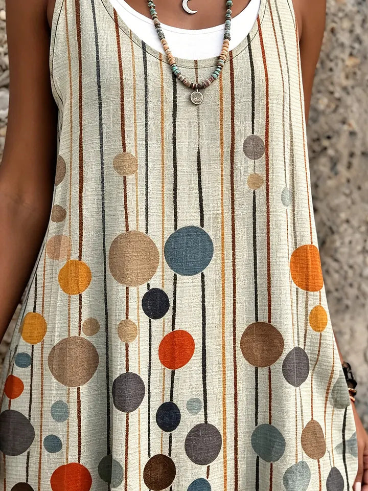 Ethnicity Lines Geometry Women's Art Print Sleeveless Midi Dress