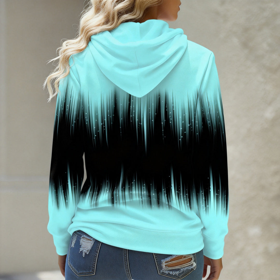 Aqua & Black Ombre Rain Hoodie Drawstring Sweatshirt