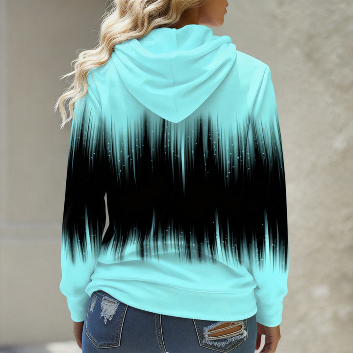 Aqua & Black Ombre Rain Hoodie Drawstring Sweatshirt
