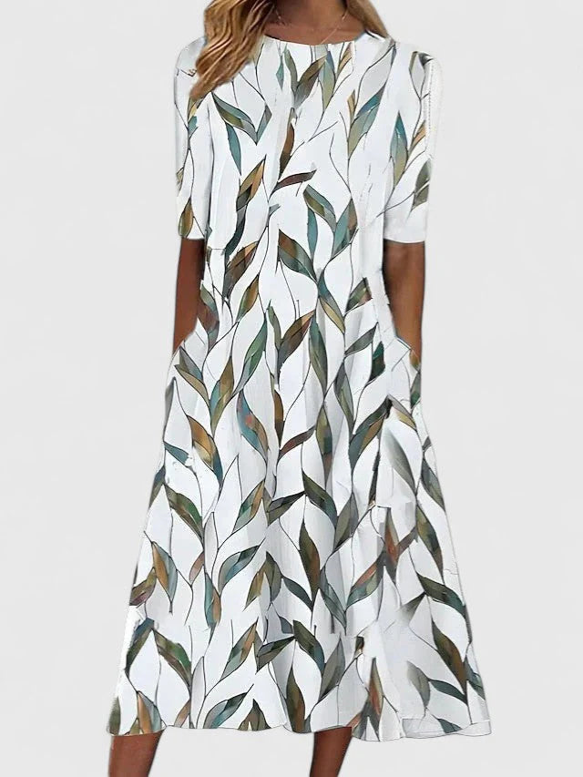 Elegant Floral Midi Dress – Vintage Chic Summer Dress for Women