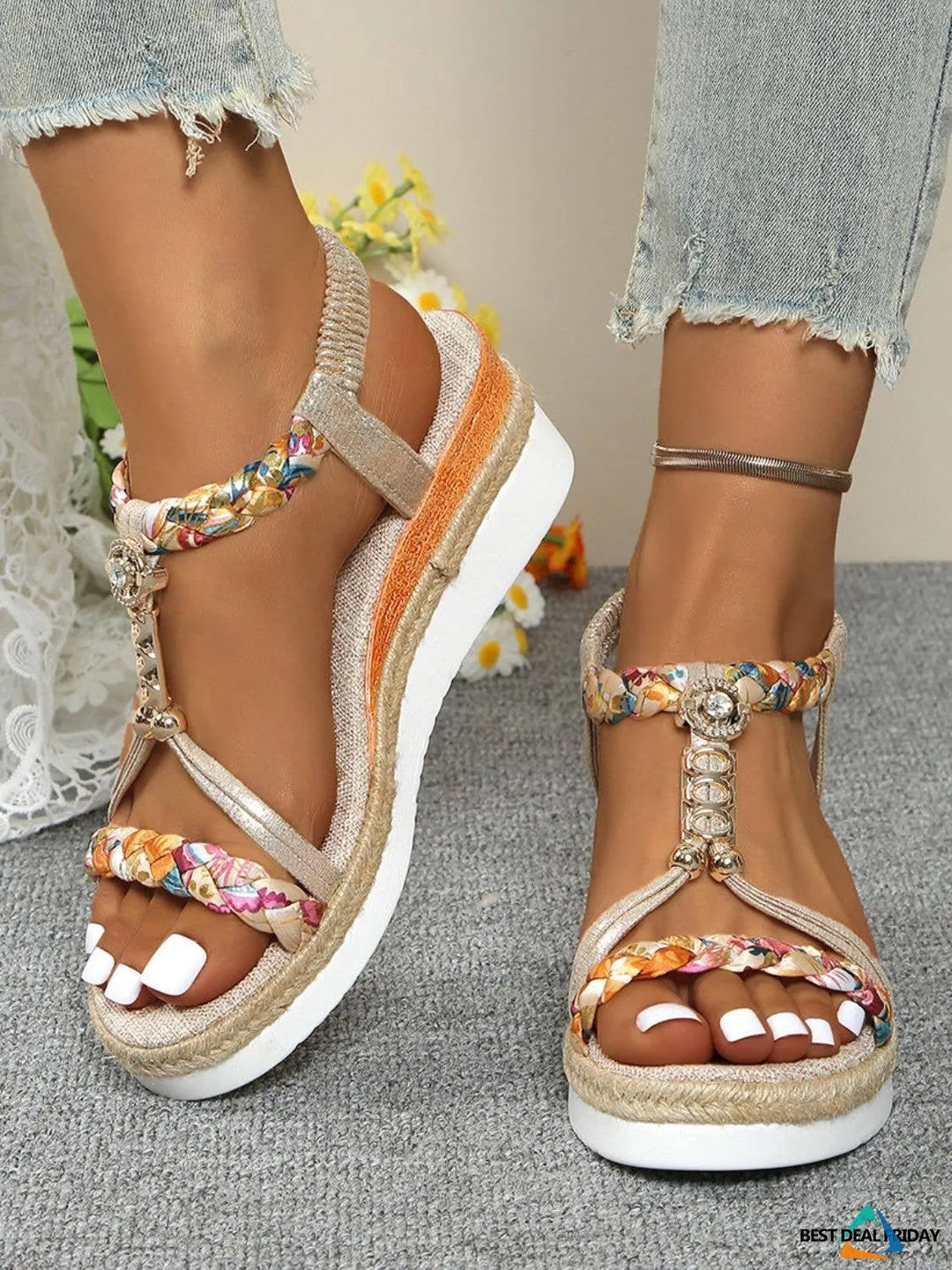 Boho Crystal Comfort Sandals